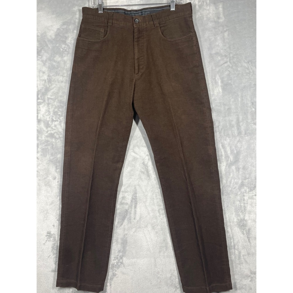 Ermenegildo Zegna Mens Brown Brushed Cotton 5-PocketTrousers Size 34x32 Italy